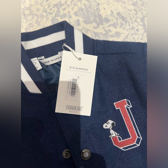 NWT Janie and Jack boys baby varsity jacket snoopy size 18-24 months - Picture 2 of 2